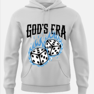 Hoodie - "Flaming Dice" God's 3RA - Light Grey